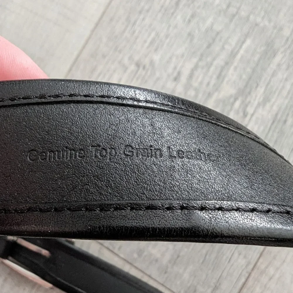 Tommy Bahama Black Brown Leather Belt Braided with Silver Buckle Size 44